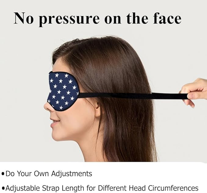 Blue White Stars Silk Eye Mask Sleep Mask Classic Simple Eye Mask with Adjustable Strap Lightweight for Women Work Travel Night Sleep