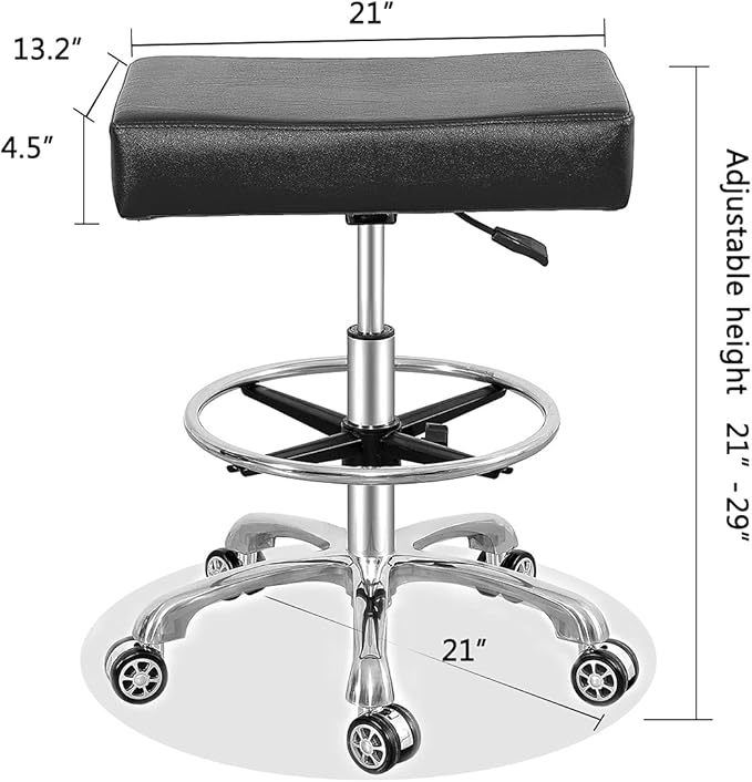 Antlu Adjustable Rolling Swivel Stool Chair for Massage Office Tattoo Kitchen, Work Heavy Duty Stool with Wheels (Black, with Foot Rest)