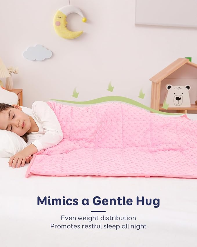 Kivik Weighted Blanket 3 lbs, 36 x 48 Inches, Pink Minky Dotted Heavy Blankets Throw, Small, Soft & Cooling, Machine Washable