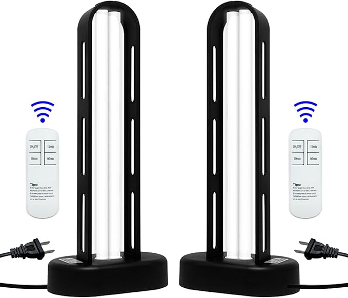 BAIMNOCM UVC Light, 2 Pack 38 Watt UV Light for Mold, Ultraviolet Light for Room, UV-C Lamp for Dust Mite Device with 15/30/60 Minutes Timer, Indoor Use