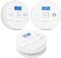 3 Packs,Smoke and Carbon Monoxide Detector, 2 in 1 Smoke CO Alarm, 85 dB Alert, Large Digital Display, Test Button, Battery Operated, LED Work Status, Easy Installation