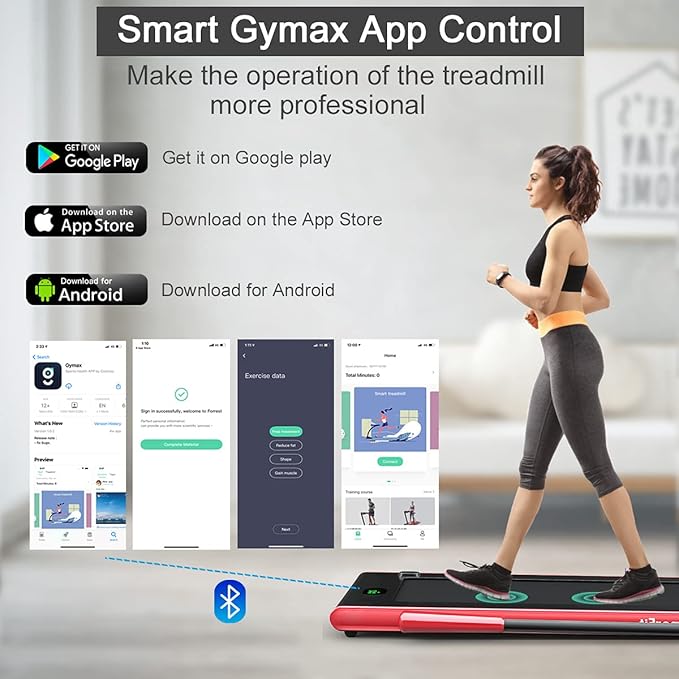 GYMAX Walking Pad, Foldable Under Desk Treadmill with LED Monitor, Remote Control, Smart App Control, Folding Portable Desk Treadmill for Office Standing Desk, Home Office Treadmill