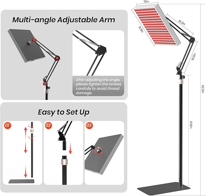 Red Light Therapy for Body Face, Infrared Light Therapy with Adjustable Stand, 660nm Red Lights & 850nm Near Infrared Light Therapy Lamp Device with Large Panel for Body at Home,Idea Gift for Mom Wife