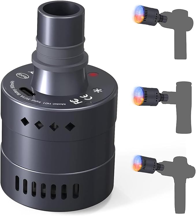 Adventurers Massage Gun Head with 𝐇𝐞𝐚𝐭 𝐚𝐧𝐝 𝐂𝐨𝐨𝐥,Rechargeable Heated Massager Gun Head,Accelerating Blood Circulation,Pain Relief, Deep Tissue Massage Gun Accessories