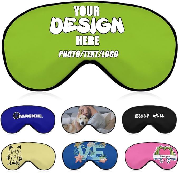 Custom Sleeping Eye Masks with Your Own Design, Customized Light Blocking Eyeshade for Deep Sleep Nap, Customize Blindfold Travel Accessory Sleep Aid Airplane Night Companion,#YellowGreen