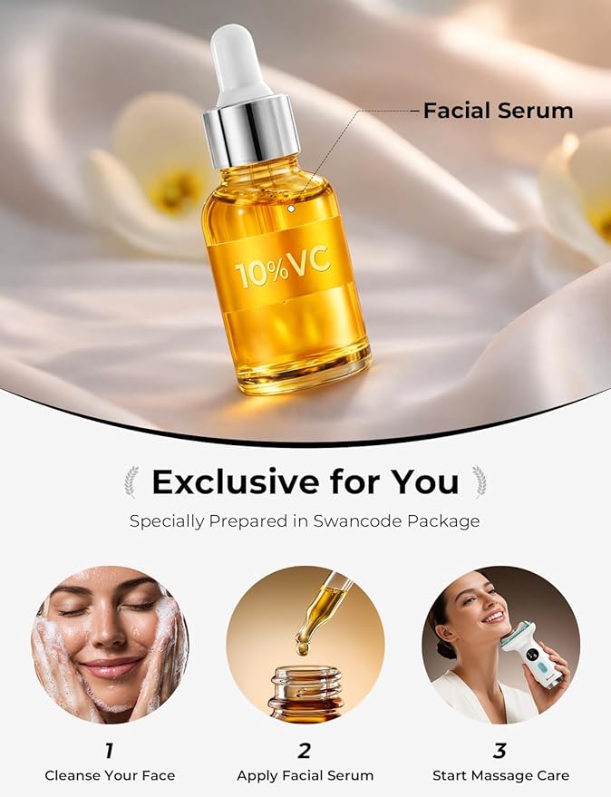 Cold & Heat Red Light Therapy with Serum - 7-in-1 LED Face Sculpting Tool for Depuffing, Sculpting, Lifting, Hot Electric Gua Sha & Cold Depuffing Wand for Face, Neck & Eye Area, Face&Neck Massager