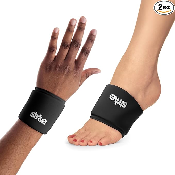 Strive Wrist or Foot Ice Pack Wrap, Hot & Cold Therapy, Pain Relief Gel Compression, 360 Degree Coverage for Rheumatoid Arthritis, Tendinitis, Carpal Tunnel Pain, Injuries, Swelling, Bruises (2-Pack)