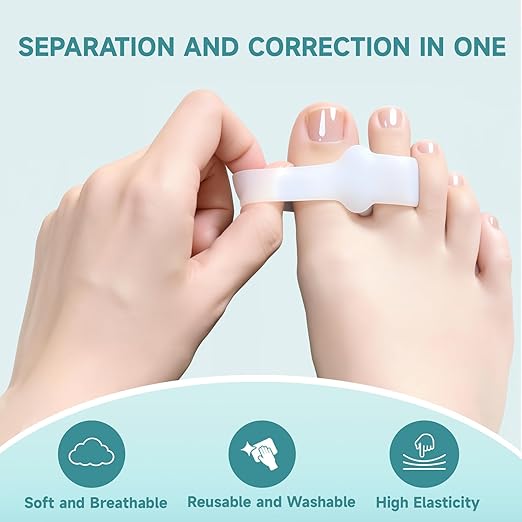 12 Pcs Bunion Corrector, Toe Separators for Women & Men with 2 Loops, Bunion Corrector for Women Big Toe, for Bunions and Overlap (White)