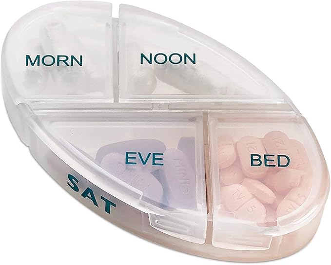 Weekly Pill Organizers with Pill Cutter Splitter (Pack of 2) 4 Times a Day Weekly Medication Dispenser Reminder, 7-Day Stackable Compartments - Morning, Noon, Evening, and Bedtime, Grey
