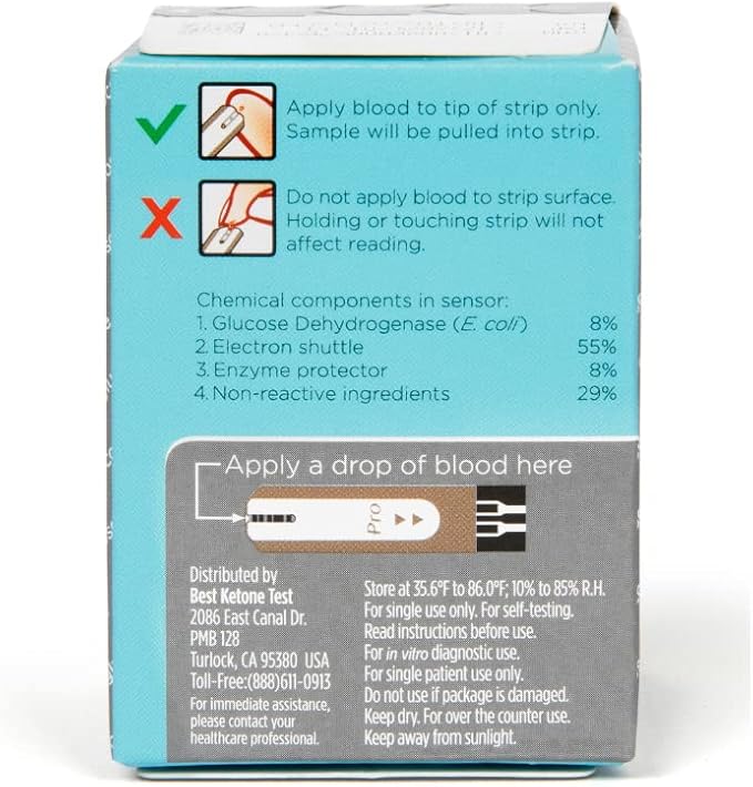 BKT TD-4279 Blood Glucose Test Strips 50ct - NOT for Keto-Mojo GK+ - Only for BKT Meter and Original Keto-Mojo Bluetooth TD-4279