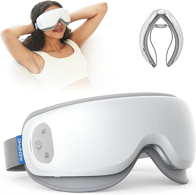 RENPHO Ultra-Quiet Eye Massager with Heat, Lightweight Eye Mask for Migraines, FSA Eligible HSA Face Massager for Dry Eyes Relax Reduce Strain Improve Sleep Eyeris Zen, Mothers Day Birthday Gifts