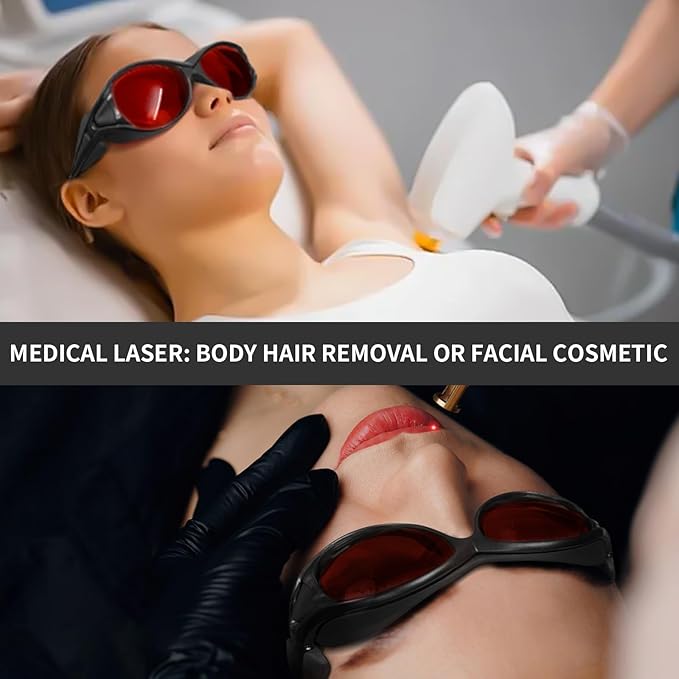 IPL & Laser Safety Glasses 190-550nm - Professional Protective Goggles for Laser Hair Removal, Tattoo & Eyebrow Removal, Eye Protection for Cosmetology Operators