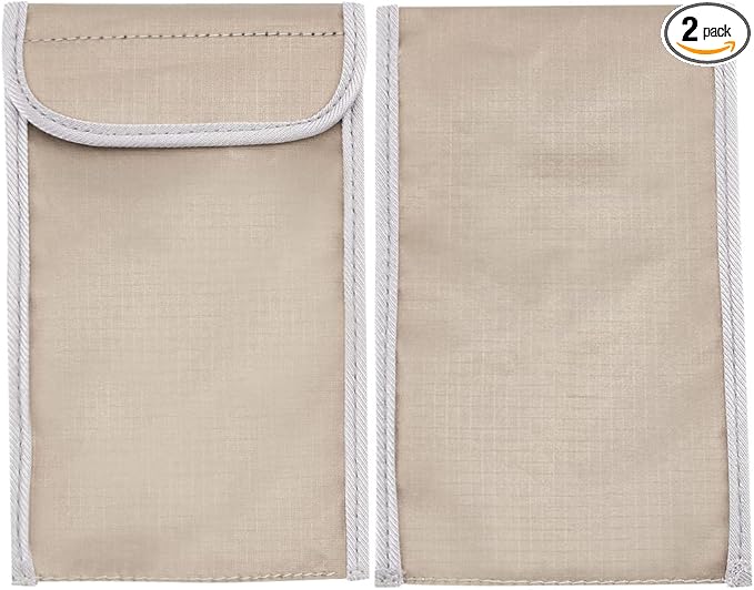 OLYCRAFT 2pcs Anti Radiation Cell Phone Sleeve Security Pouch Faraday Bag 5G GPS EMF RFID Signal Blocking Bag Shielding Pouch for Phone Electronic Devices Wallet Privacy Protection Silver 4.4x7.3 Inch