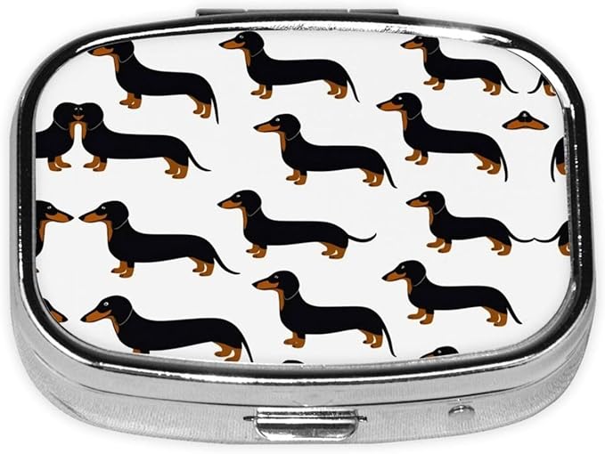 Small Pill Case Wiener Dog Dachshund Pet Dogs, Travel Pill Organizer Pill Box Portable Medicine Organizer, Cute Pill Holder Container for Vitamin, Fish Oil