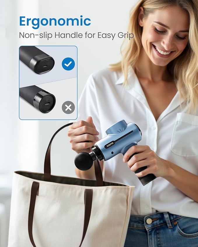 RENPHO Active Massage Gun, Deep Tissue Percussion Massager for Back and Neck, Portable Handheld Massager with 5 Speeds, 5 Attachments, Carry Case, Blue