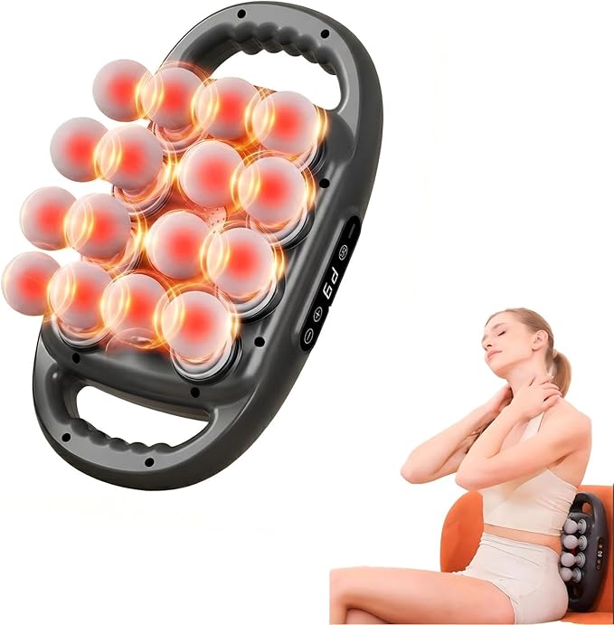 shupti 16 Head Massage Gun Deep Tissue, 9 Speed Adjustable Percussion Massager for Muscle Tension Relaxation - Quiet Portable Electric Massager for Back, Neck, and Shoulder