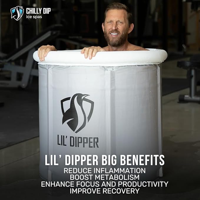Lil’ Dipper Ice Bath Tub for Athletes, Portable Cold Plunge Tub with Insulated Lid, Compact Lightweight Ice Bath for Recovery, Home Gym & Outdoor Cold Therapy, Chiller Ready