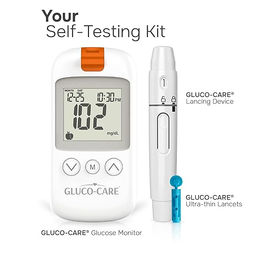 Glucose Meter & Test Kit - White, Sleek Design with Clear & Large Display, 500 Memory, 5 Sec Results, Auto Coding, Sugar Level Monitor Kit for All: Young, Adults, Seniors & Caregivers