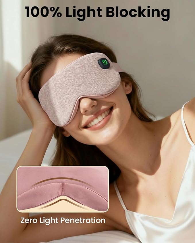 Heated Eye Mask - Cordless Eye Mask for Dry Eyes, Eye Relief, Improved Sleep, 4 Temperature, Washable Eye Heating Pad for Travel and with Replaceable Shell, Gifts for Women