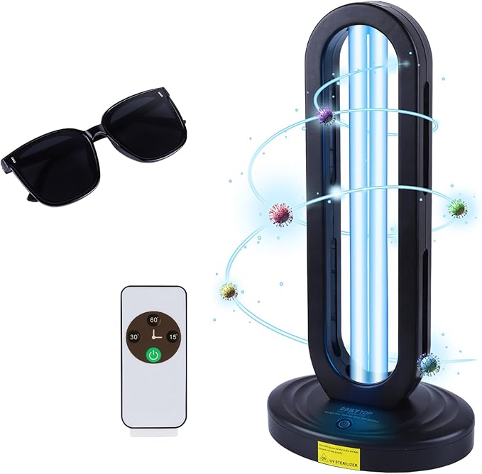 40W Ozone UVC Sanitizer with Radar – 254nm Germicidal Lamp for Home, Basement & Bathroom, Eliminates Odors & Mold. Whole Room Disinfection Device with Remote & 15/30/60 Min Timer