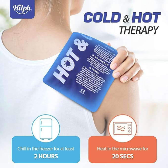 Hilph Ice Packs for Injuries Reusable (2-Piece Set), Large Gel Hot Cold Ice Packs with Strap for Back, Shoulder, Hip and Knee, Flexible Ice Wrap Cold Compress for Joints & Muscle Pain (10.8" x 5.5")