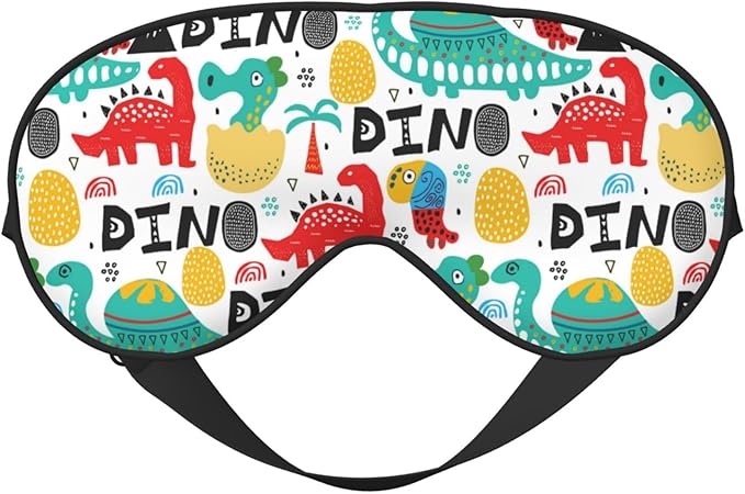 Dinosaur with Palms Sleep Mask Eye Mask with Adjustable Strap Eye Sleep Shade Cover Blocks Light for Women Men Airplane Travel Nap
