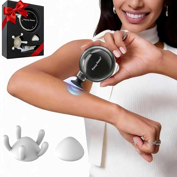 Fancy Home® Mini Massage Gun - Small Titan | Palm-Sized Deep Tissue Massager Gun, Unique Small Hand Massager for Circulation, Cordless Powerful 3200 RPM | Ultra Quiet | Travel Friendly & Gift Ready