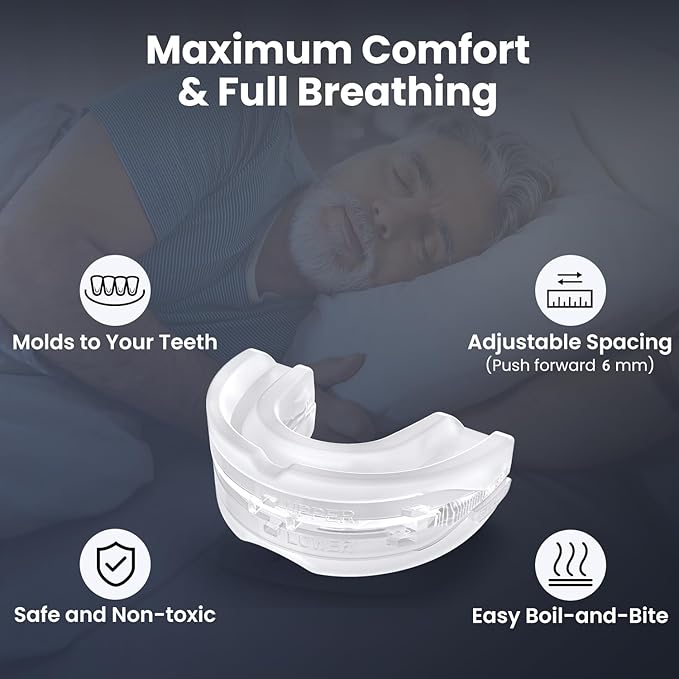 Anti Snore Mouthpiece - Adjustable Mouth Guard for Snoring, Reusable Nighttime Snoring Aid for Adults Men & Women-A09