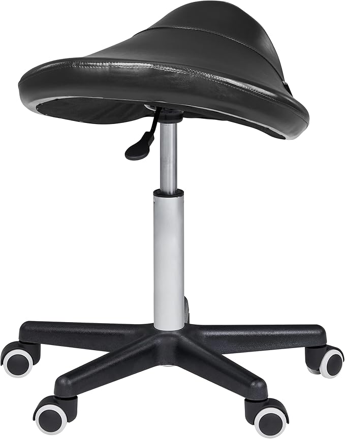 Master Massage Ergonomic Saddle Stool – Hydraulic Swivel Rolling Chair for Salon, Clinic, Tattoo, Dentist, Spa, Workshop, and Office – Black
