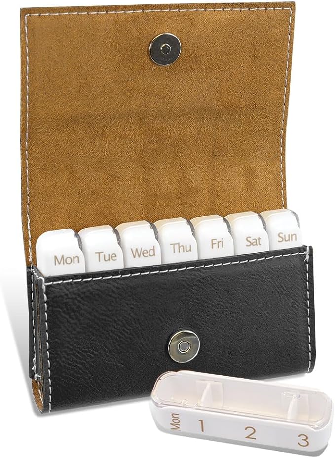 Personalized Monogrammed PU Leather Pill Box Travel Medicine Box Custom Medicine Box Travel Pill Case 11 Unique Design to Select