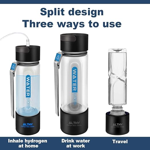 ALTHY Hydrogen Water Generator Bottle Cup SPE+PEM Dual Chamber lonizer,Upgrade 40 Electrolysis Times/Fully Charged for Travel