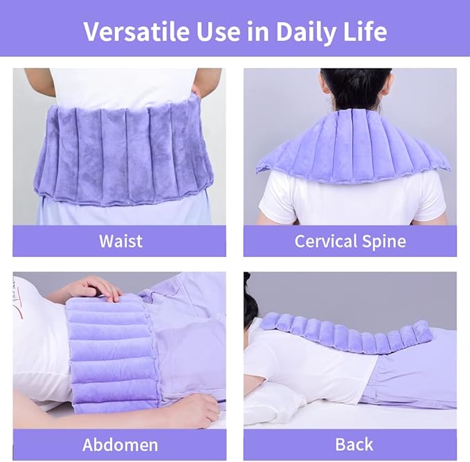 UNI-GO Silica Beads Microwave Heating Pad for Hot Compress and Cold Compress, No Smell, Reusable Microwavable Heating Pad for Back, Neck, Shoulder, Leg, Muscle Ache & Cramps. (Violet-7"x21")