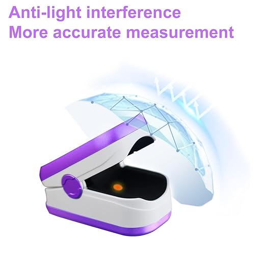 Pulse Oximeter Fingertip, Pulse OX with Large LED Display, Oximeter, Pulse Oximeter, Fingertip Pulse Oximetr, Oximeter with AAA Battery Lanyard (Purple)