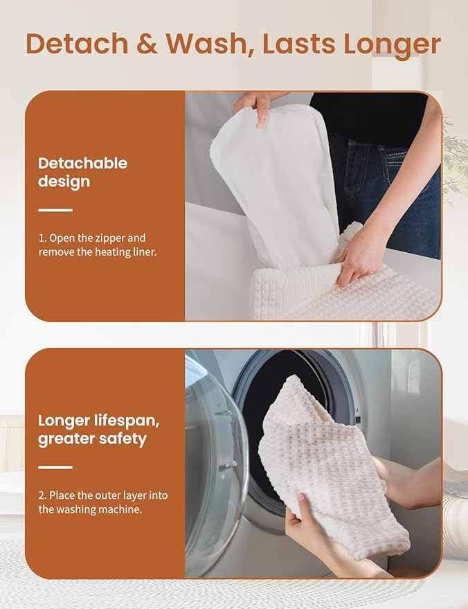 Heating Pad with Removable Cover for Back, Neck, Abdomen, Knees, and Legs to Relieve Muscle Soreness, Machine Washable, Moist Heat or Dry Heat with auto-shutoff, Ideal Birthday Gift.