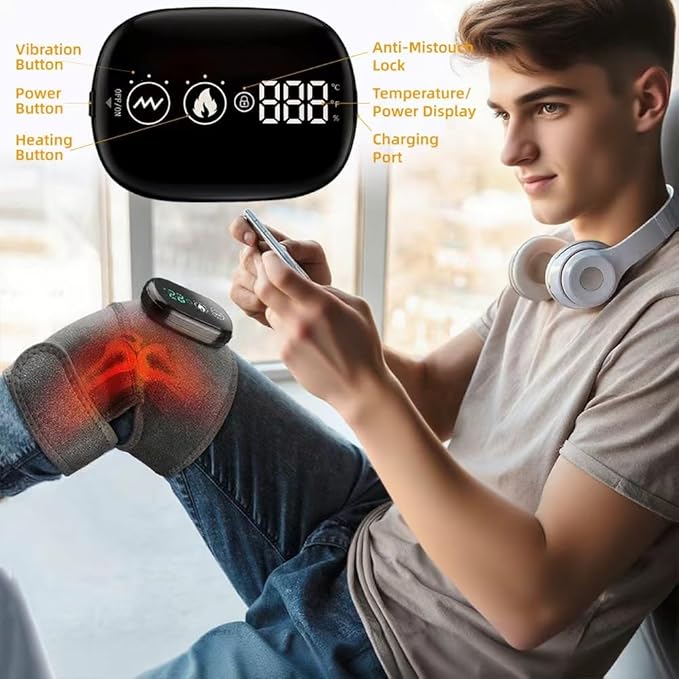 Knee Shoulder Massager for Pain Relief and Circulation,Cordless Shoulder Heating Pad with Vibration Massage for Arthritis, Muscle Aches in Shoulders, Elbows, Knees (1Pc)
