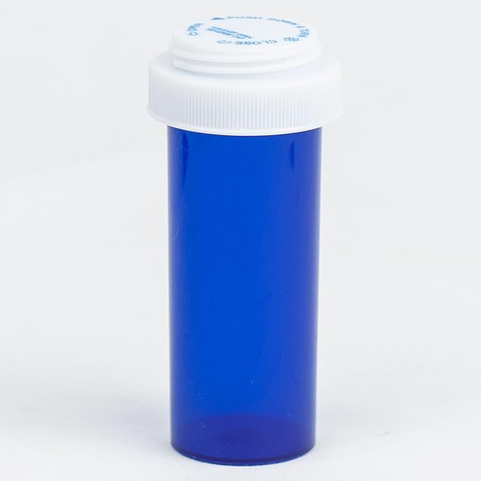 Five Star Supplies Plastic Pill Bottles - Reversible Cap Easy Open & Child Resistant - Pill Container Prescription Vial - Easy Open/Push N Turn (Blue, 16 DRAM 240 ct.)