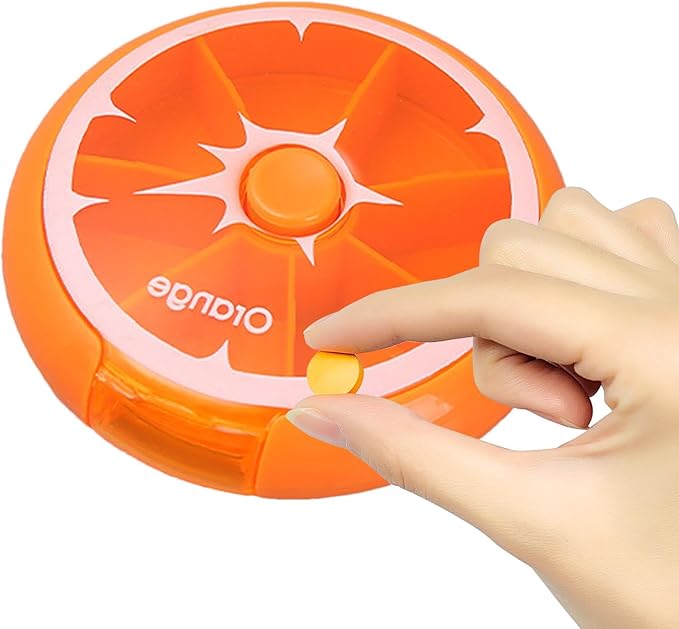 Weekly Pill Organizer - Eco-Friendly Round Pill Storage Box, Round Pill Organizer | 7-Compartment Weekly Pill Dispenser, Weekly Medication Organizer Suitable for vitaminn, Medication, and Candy