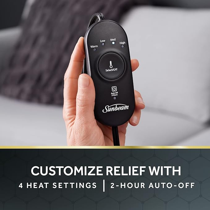 Sunbeam AdvancedHeat King-Sized Heating Pad, Sunbeam Heating Pad for Tough Pain Relief