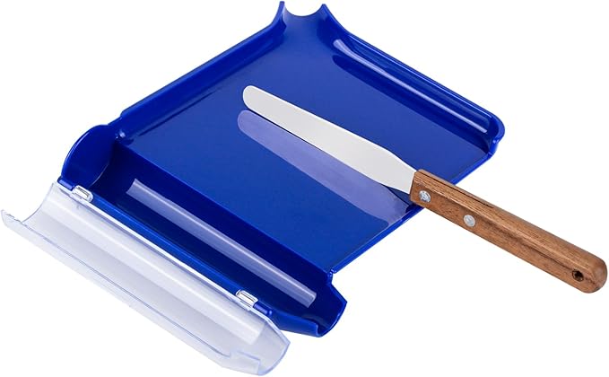 Medarchitect Right Hand Pill Counting Tray with Spatula (Blue - Wood Handle)