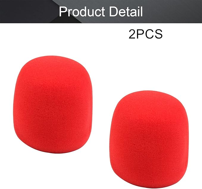 Fielect 2Pcs Microphone Cover Sponge Foam Mic Cover Handheld Microphone Windscreen Shield Protection Micro Foam Filter Red for KTV Broadcasting