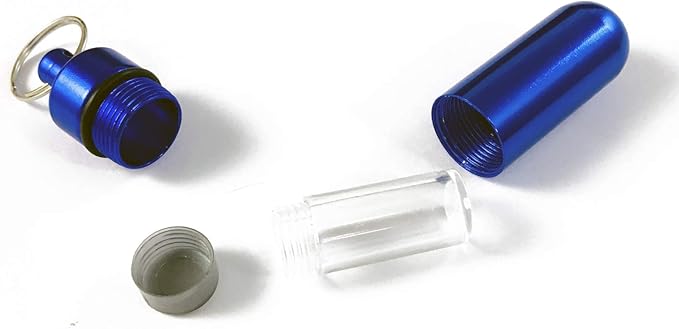 (6-Pack) Mini Waterproof Container ID Pill Holder Vial Key Chain with O Ring Seal
