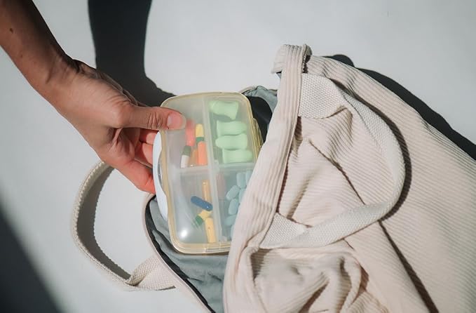 EZY DOSE Moisture-Proof Pill Case, Medicine Planner, Vitamin Organizer Box, Travel-Friendly, Latch-Closure to Secure Contents, 7 Individual Compartments Multiple Sizes with Tight Seal, Medium, Cream