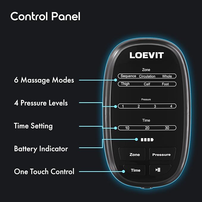 Cordless Air Compression Leg Massager for Pain Relief, Full Leg Boots with Dynamic Pressure, Enhances Circulation, Reduces Muscle Pain, Fast Recovery (Single)