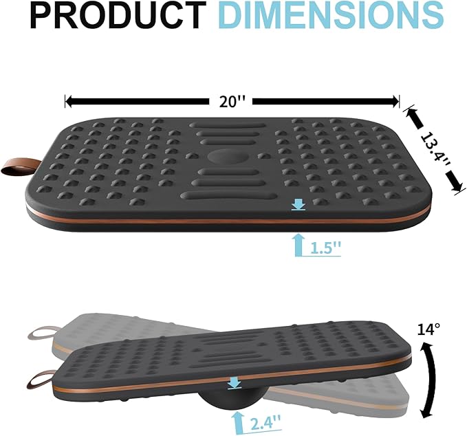 Balance Board For Standing desk, 2-in-1 Dual-Sided Balance Stability Trainer & Anti-Fatigue Standing Mat,Calf Stretcher,Exercise Balance,For Home,Gym,Office