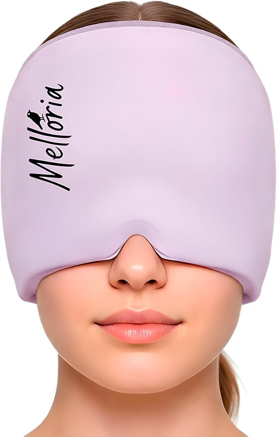 Migraine Relief Cap – Reusable Cooling Hat with Headache & Stress Relief | Soft, Stretchy Fit & Gentle Compression | Self-Care Essential Cold Gel Pack (Violet)