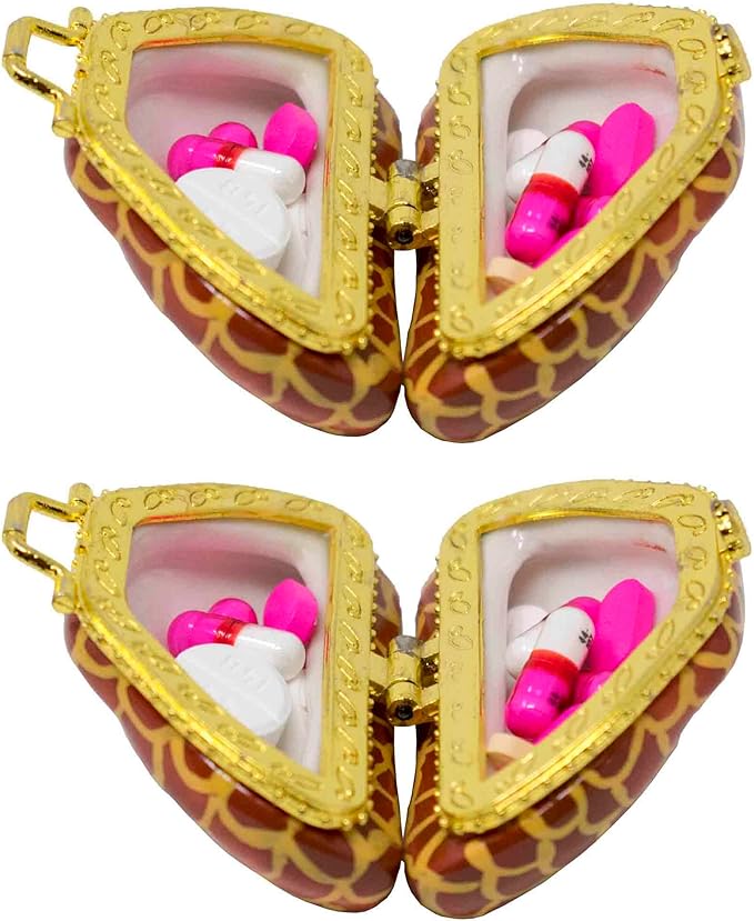 Stephanie Imports Set of 2 Ceramic Purse-Shaped Compact Pill Box & Organizer (Crocodile)