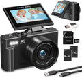 4K/5K Digital Camera – 75MP UHD Vlogging Camera for Photography & Video, WiFi, Autofocus, 3" Flip Screen, 18X Zoom – Compact Starter Kit (Black)