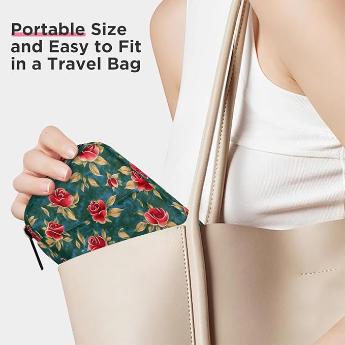 Floral Retro Flower Pill Case Everyday Travel, 7 Day Weekly Medicine Pill Box Compact Portable Pills Bottle Organizer with Zipper for Daily Vitamin Medicine Holder Bottle Organizers Bag