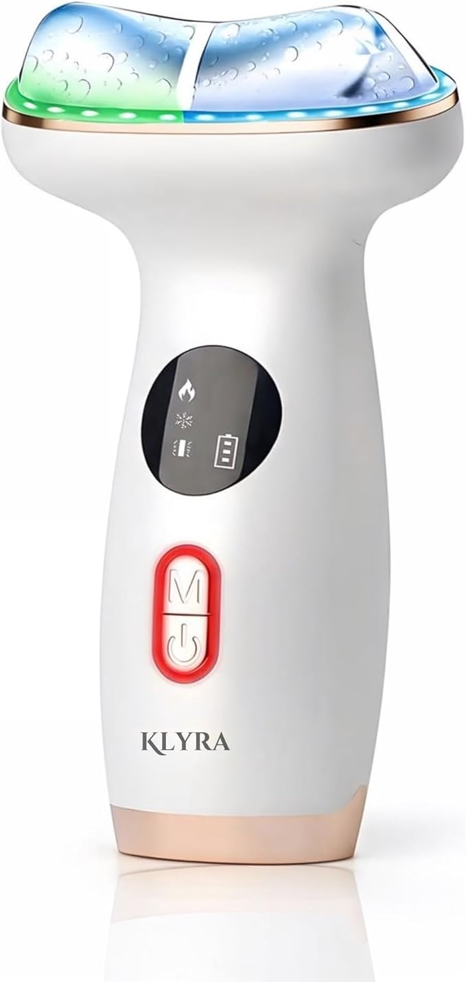 Hot & Cold LED Red Light Therapy Face & Neck Massager- 7-in-1 Electric Gua Sha Facial Device with Microcurrent EMS, Vibration & Skin Tightening Tool for Anti-Aging, Firming & Fine Lines
