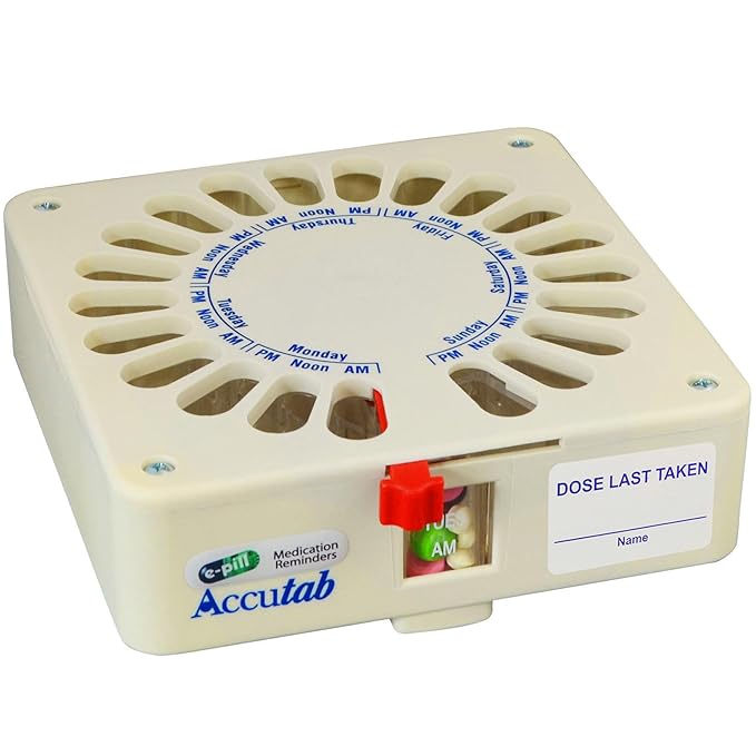 e-Pill Accutab Weekly Pill Dispenser - Large Capacity, 3 Times Daily Pill Organizer
